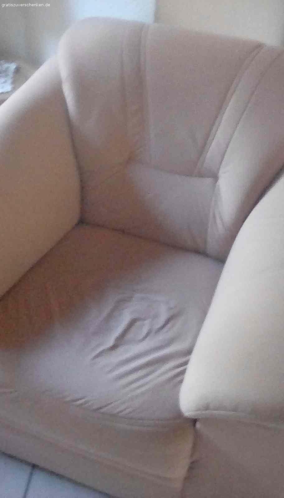 Couchgarnitur, 3-teilig. Gleichfarbige beige, 2,,5- 2-1-Sitzer