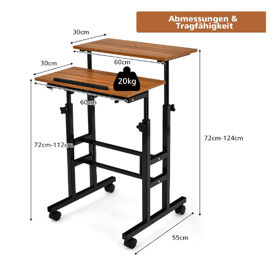 Kleiner höhenverstellbarer Computertisch. Verschenke meinen COSTWAY höhenverstellbarer Sitz-Steh Schreibtisch auf Rollen, Mobiler Stehschreibtisch mit 2-stufiger Computerarbeitsplatz, Laptoptisch Stehpult Stehtisch Workstation für Zuhause Büro (Braun)

Nur Abholung!