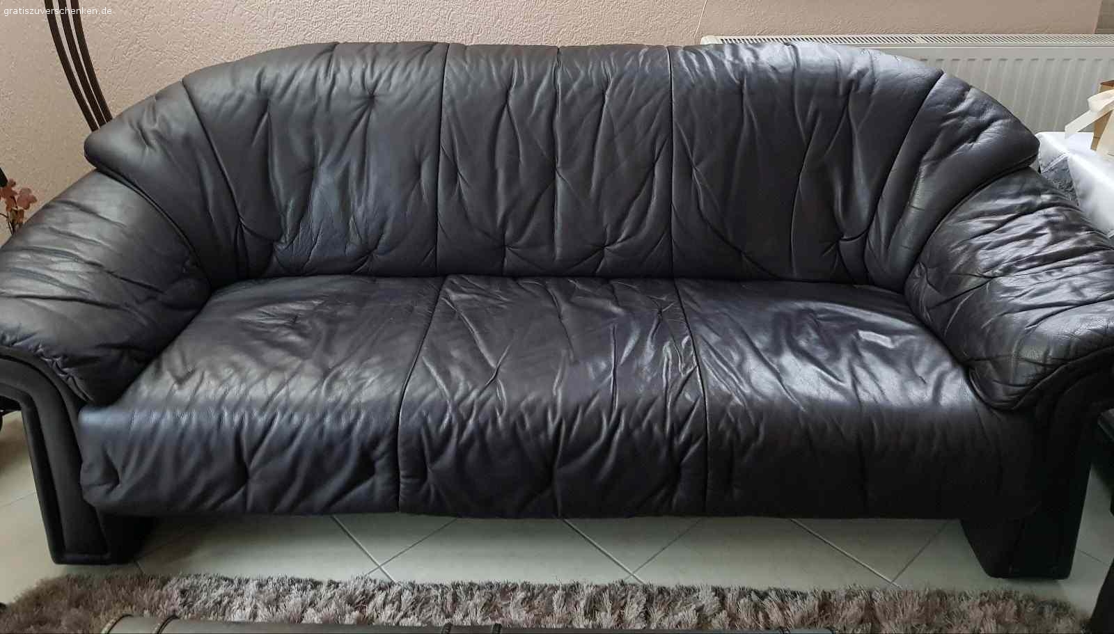 Ledersofa Anilinleder 3Sitzer Federkern ZU VERSCHENKEN!!! Möbel