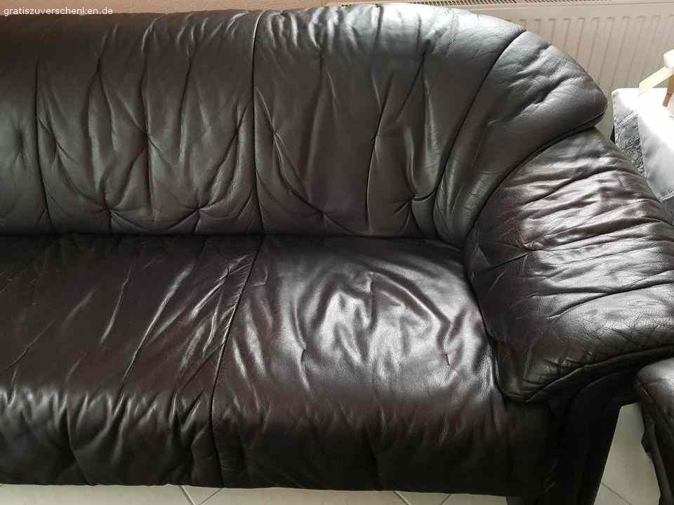 Ledersofa Anilinleder 3Sitzer Federkern ZU VERSCHENKEN!!! Möbel